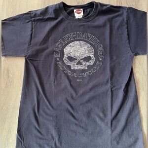 Harley-Davidson Blue Tee with Distressed Willie G Skull MED